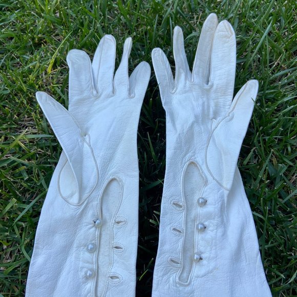 Vintage 1940's 1950's Aris of Paris Monarch Opera Length Leather Gloves - Picture 5 of 8